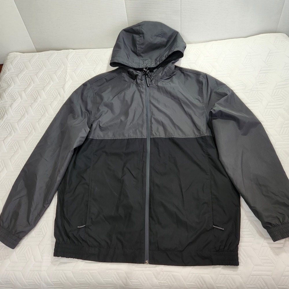 Goodfellow Windbreaker Men Full Zip Water Resistant Lined black/gray large cold‎